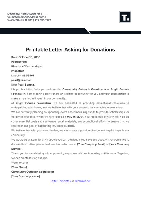 wording to ask for donations.